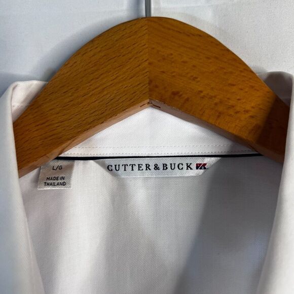 Cutter & Buck White Button Up Dress Shirt Long Sleeve "Elite Producer" Logo LG - Picture 7 of 10